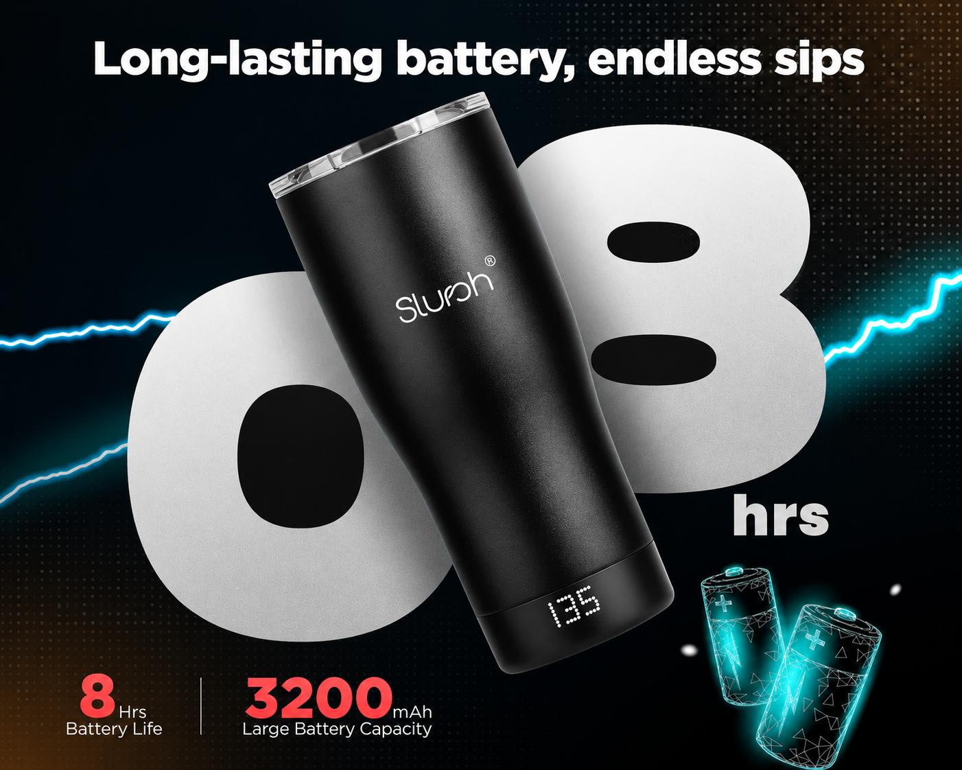 Smart Temperature Control Tumbler battery life visual