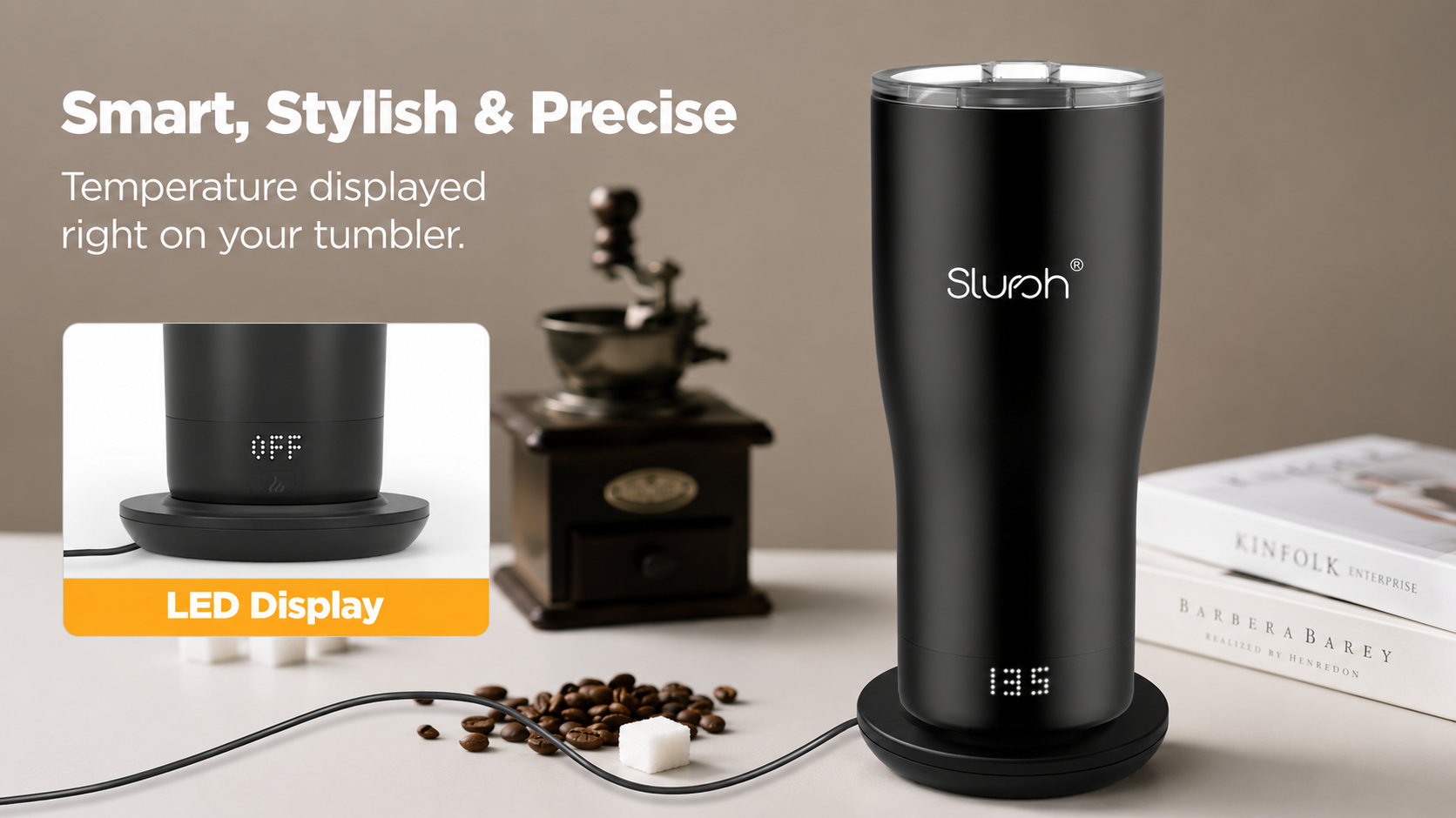 Smart Temperature Control Tumbler on a kitchen counter