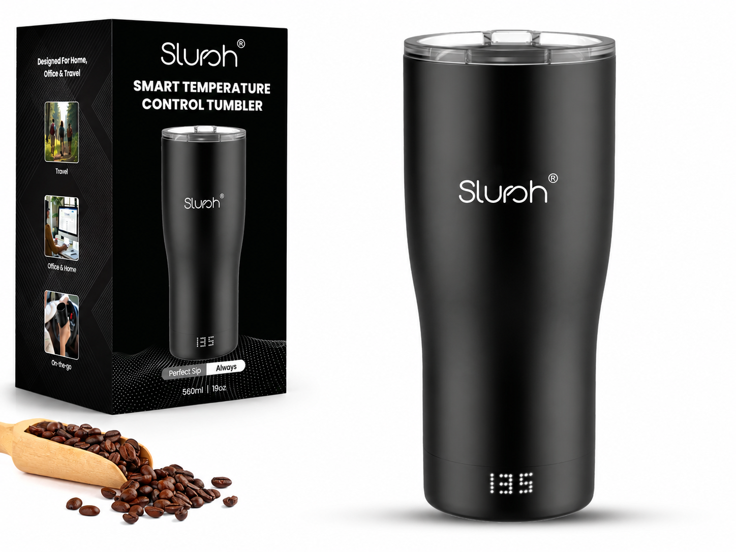 Smart Temperature Control Tumbler with retail box and coffee beans